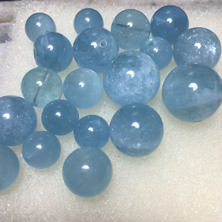 7a纯天然海蓝宝散珠18mm单珠透体diy手链配珠其他diy饰品配件