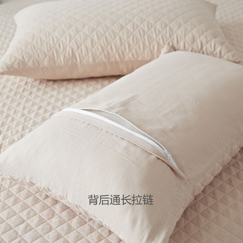 全棉双层纱夹棉拉链枕套定制纯棉加厚绗缝48x74cm单人枕头套订做