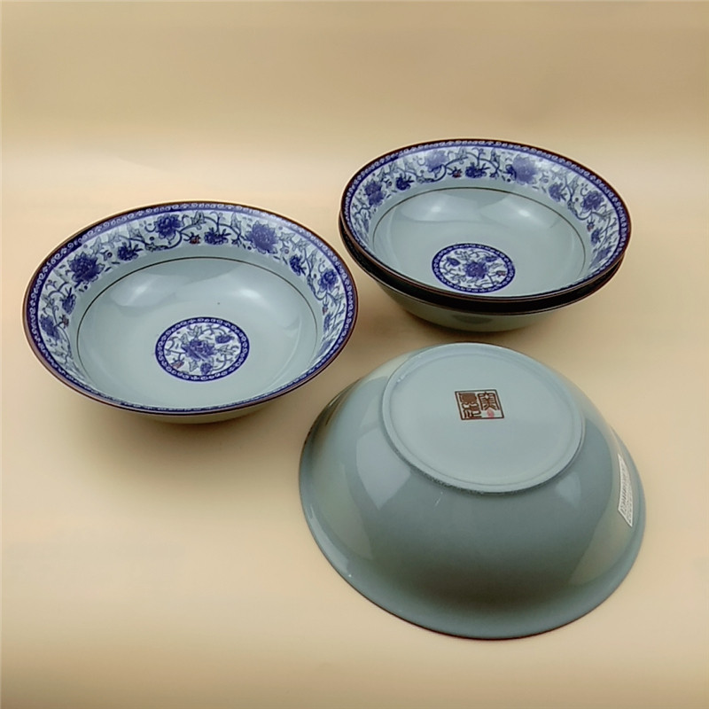 青花瓷10只装斗盘经典青花瓷碗084款真武瓷器国花碗