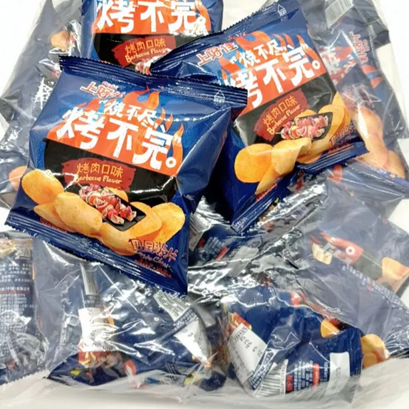 零食上好佳田园薯片烤肉16g25包膨化食品休闲膨化食品