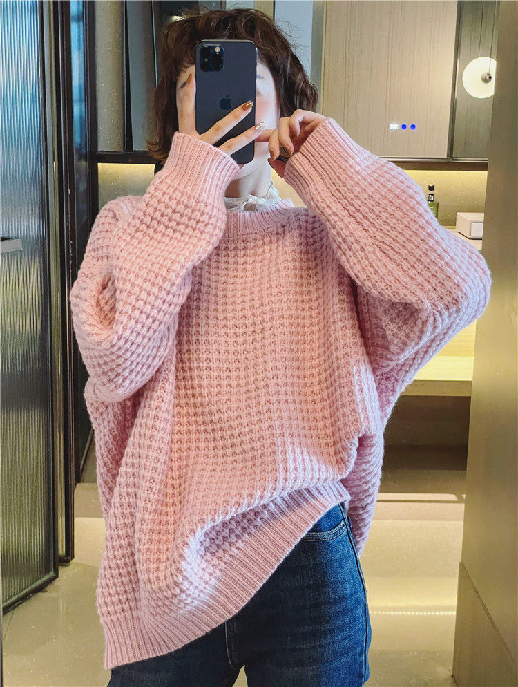 山羊绒网格毛衣欧洲站冬装2022新款欧货女装时尚毛针织衫