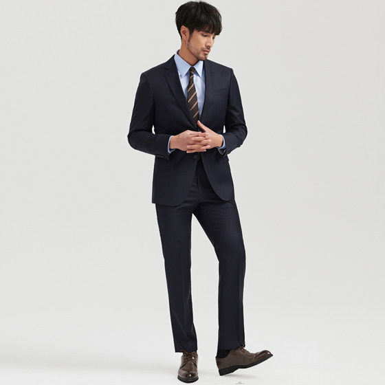 High Grade Wool Navy Slim Fit Business Dress Wool Suit Suit Two-piece Suit Suitable For Work High Grade Wool Navy Slim Fit Business Dress Wool Suit Suit Two-piece Suit Suitable For Work
