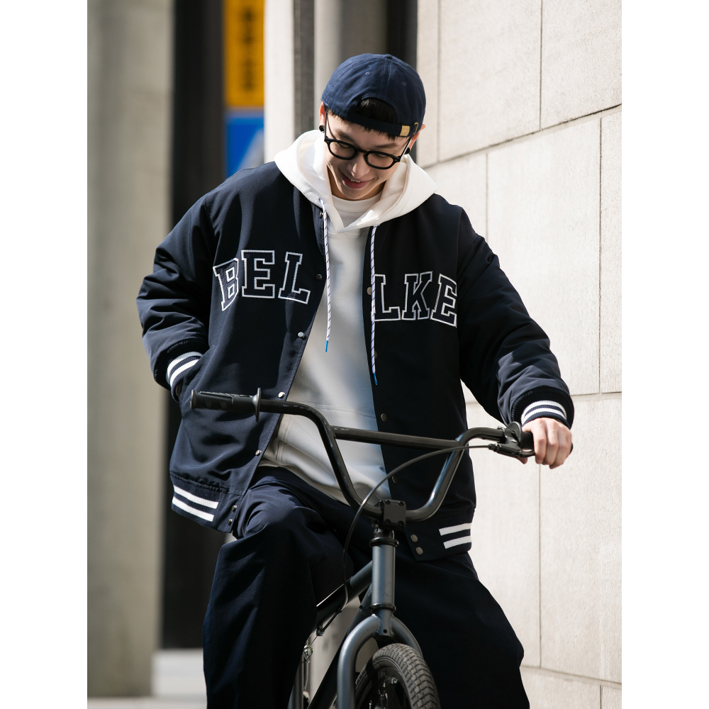 Bellken棒球服cityboy夹克外套男秋冬季复古潮流百搭刺绣字母棉服
