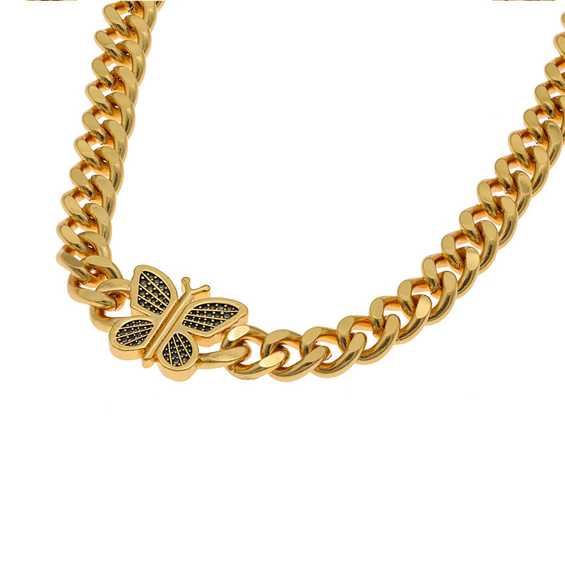 国内现货stugazi金色古巴链满蝴蝶项链锁骨链潮项链