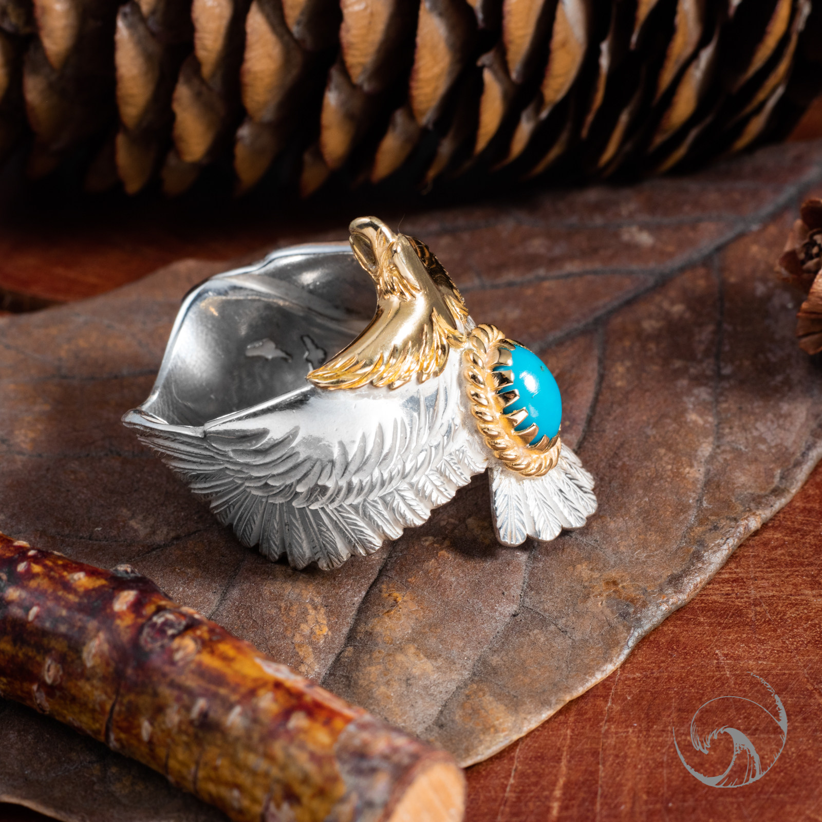 【国内现货】ken kikuchi菊地健金绳松石鹰戒 菊地建戒指尾戒指环