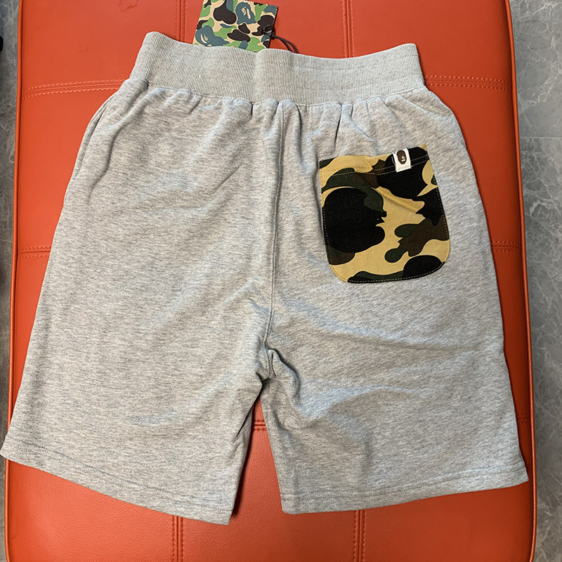 2022日系潮牌bape经典猿人头刺绣小标男女款纯棉休闲短裤五分裤潮