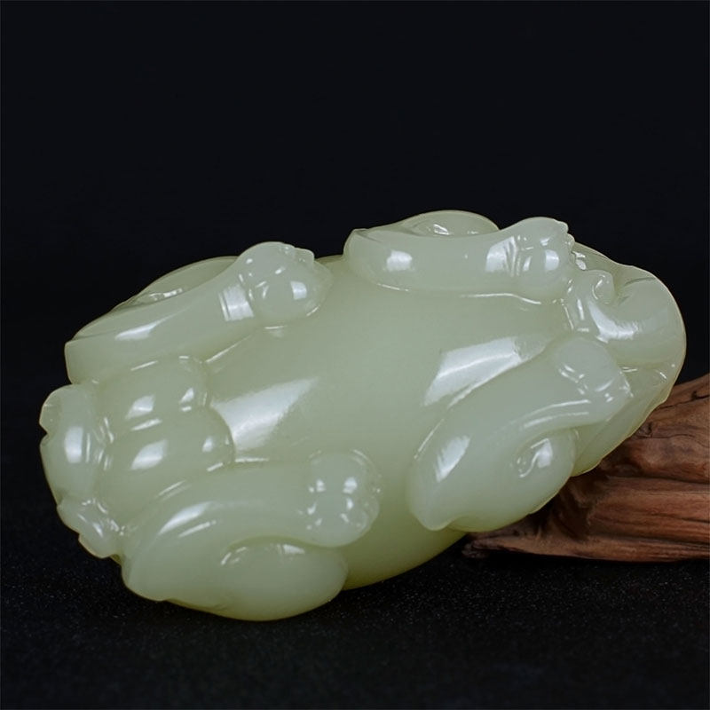 貔貅手把件抓件男女士款玉貔貅招财转运阿富汗玉天然玉石把玩件