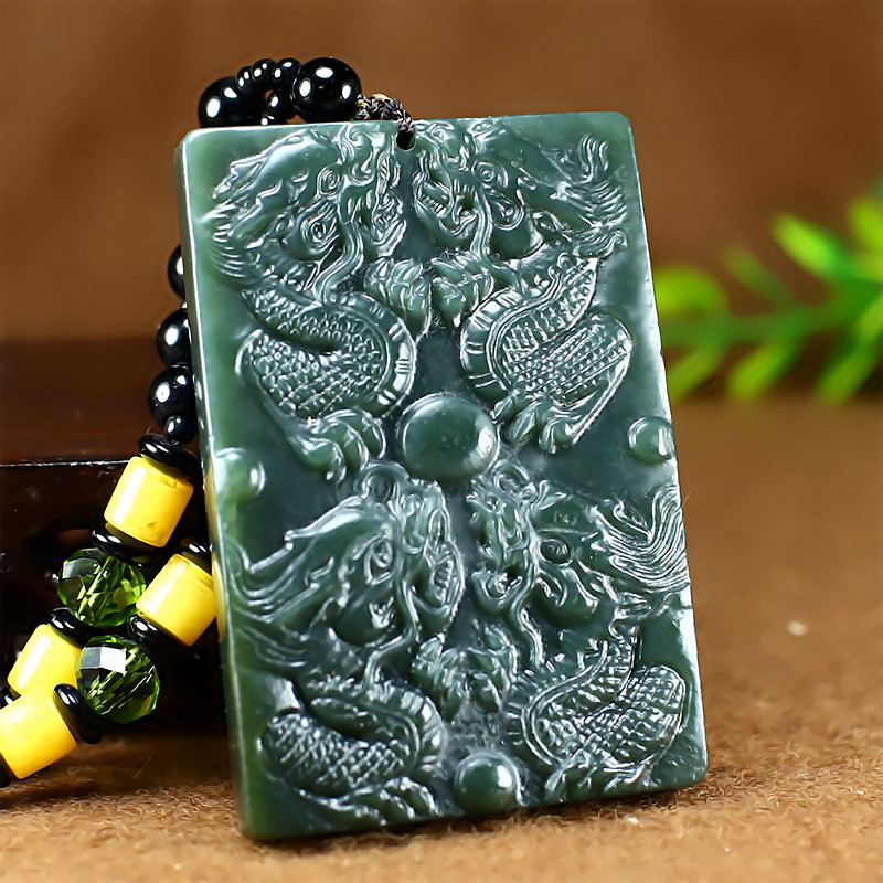 和田玉石佩玉玉佩护身辟邪护主九龙项链玉牌颈饰