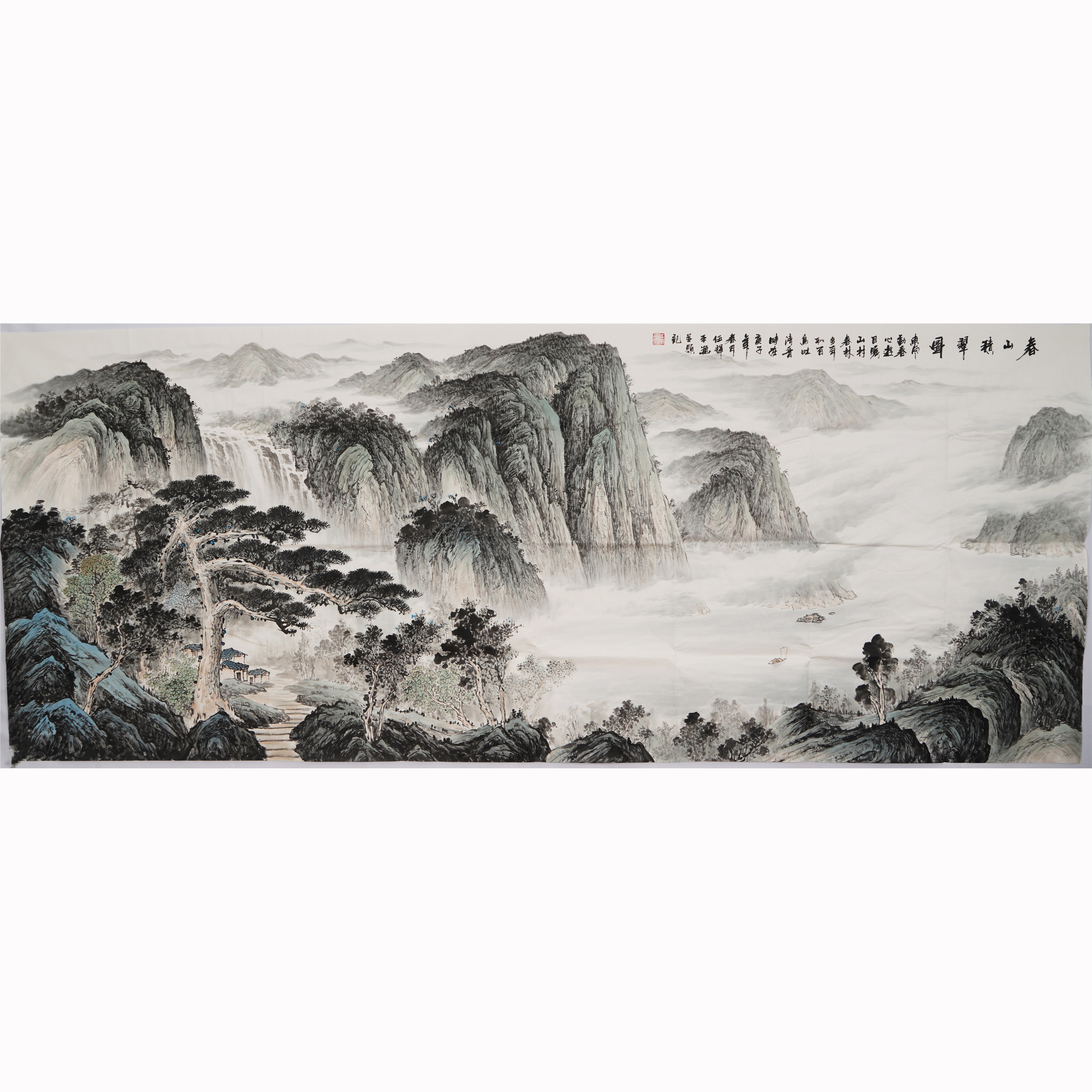 中式挂画装饰画背景墙沙发客厅国画手绘六尺山水画国画