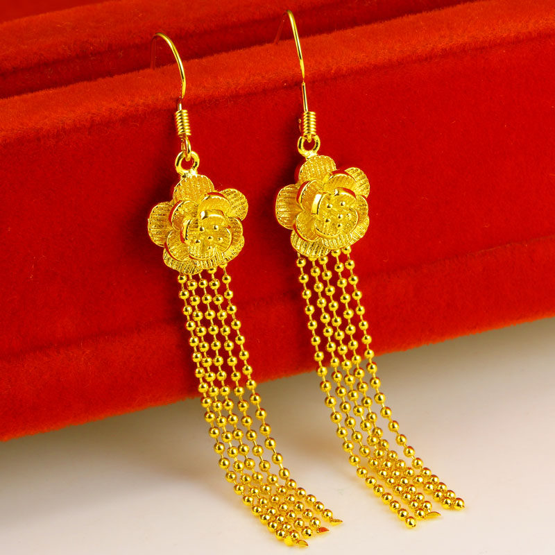 正品黄金耳环9999足金女款新娘结婚首饰纯金耳饰