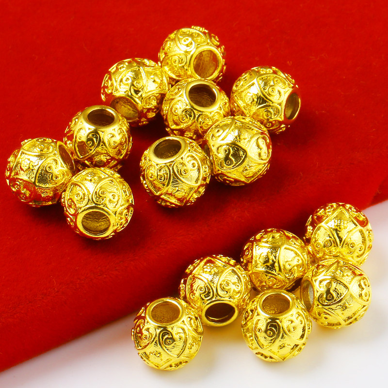 正品黄金转运项链吊坠足金金纯金超大圆珠子颈饰