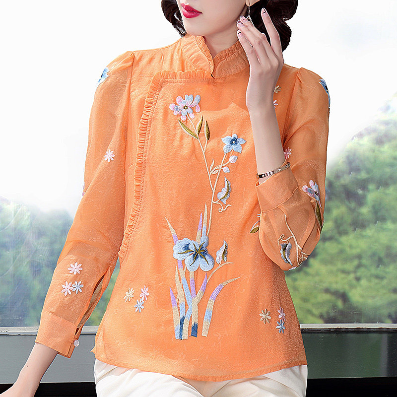 唐装女夏改良中式复古绣花刺绣盘扣年轻款中上衣