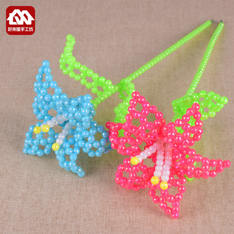diy手工串珠6朵百合花编织百合花材料包家居插花珠子散珠工艺品