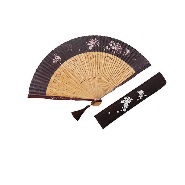 日本白竹堂日式折扇手工折叠扇子真丝扇面樱花扇子