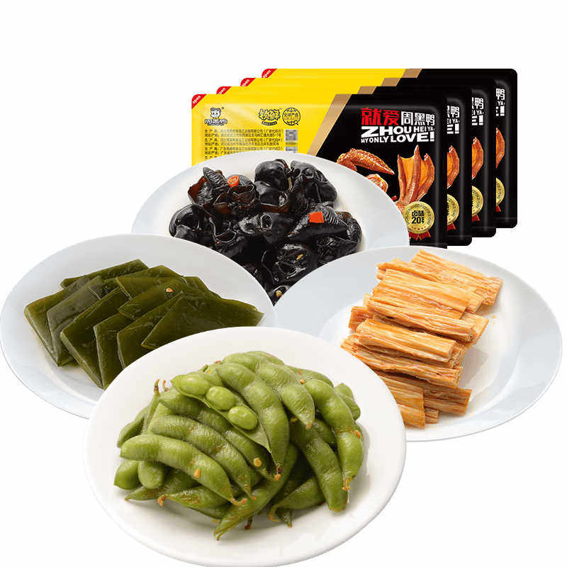 150g周黑鸭锁鲜盒装毛豆海带腐竹莲藕素菜蔬菜鸭肉零食