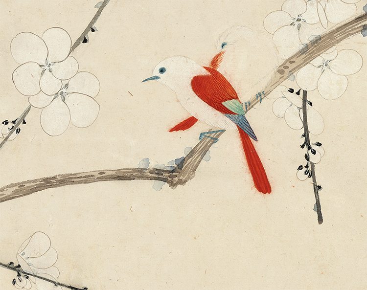 于非闇雪梅丹雀国画花鸟横幅工笔画临摹画稿宣纸国画