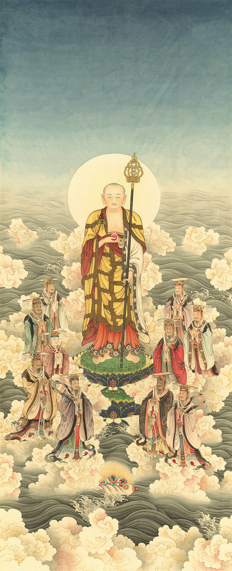 夏荆山121国画佛画人物画菩萨观音罗汉天王绢布国画