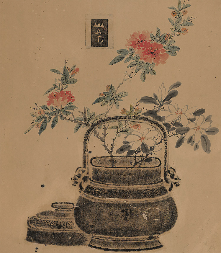 吴大征金石花卉四条4x36x75cm宣纸复制仿古画艺术微喷国画