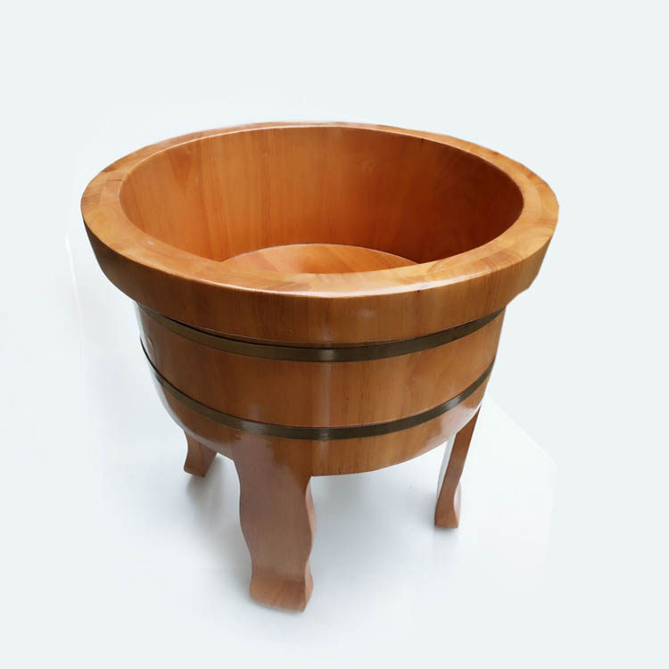 脚盆橡木四脚实木桶洗桶泡脚足浴圆型高脚盆浴盆足浴盆