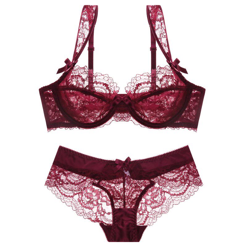 春夏超薄蕾丝少女内衣性感文胸套装美肩大码cosplay女装