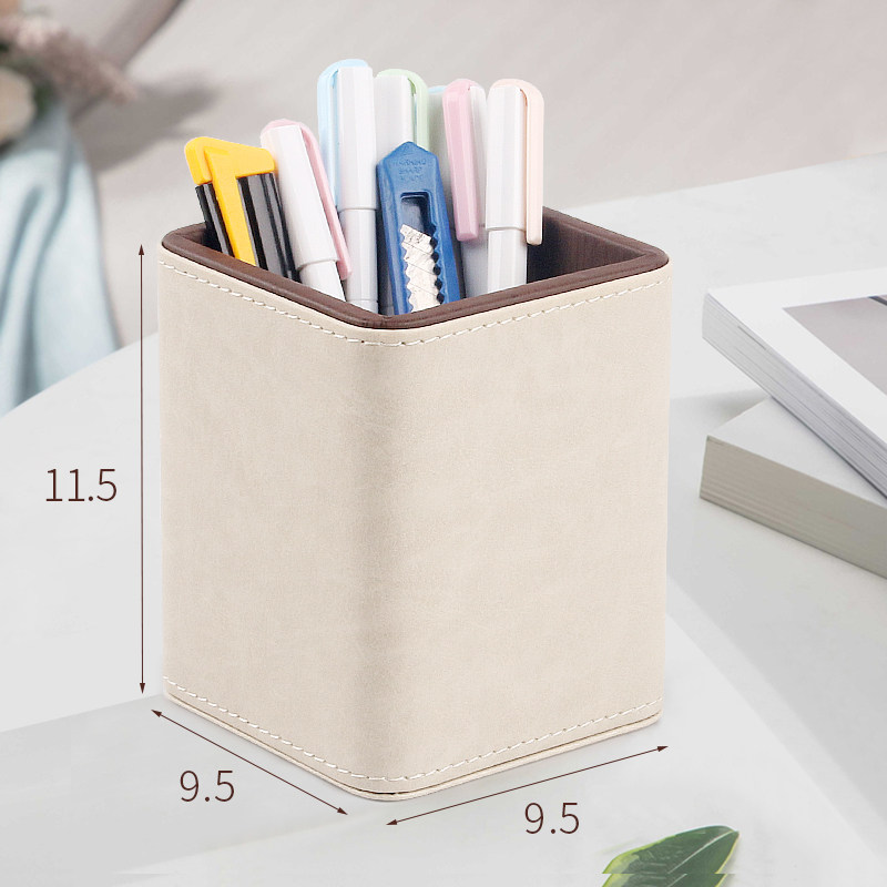 北欧中式收纳方形大理石白色男生少女儿童学生笔筒