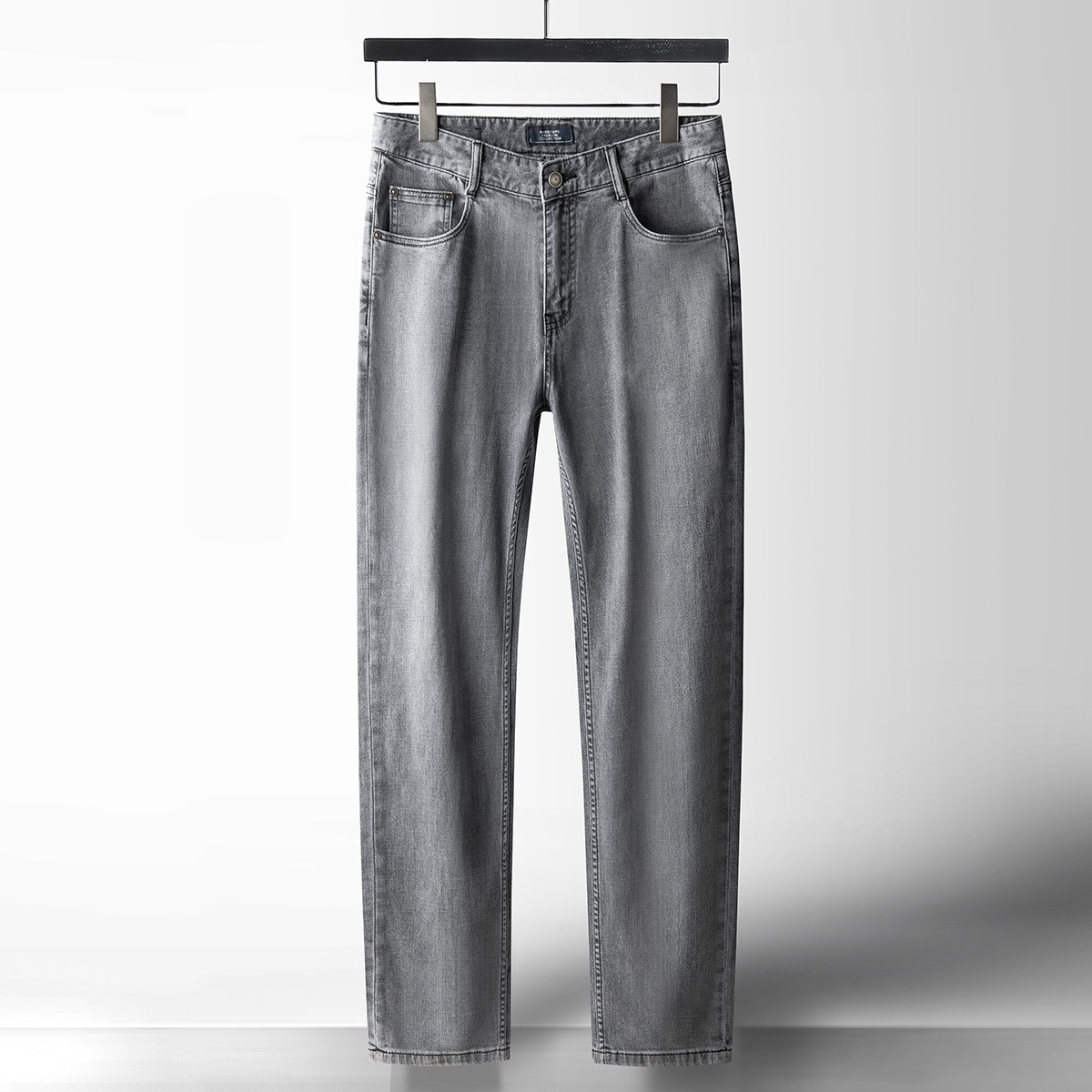 2021春夏新款全棉牛仔裤男士直筒烟灰棉弹牛仔牛仔裤
