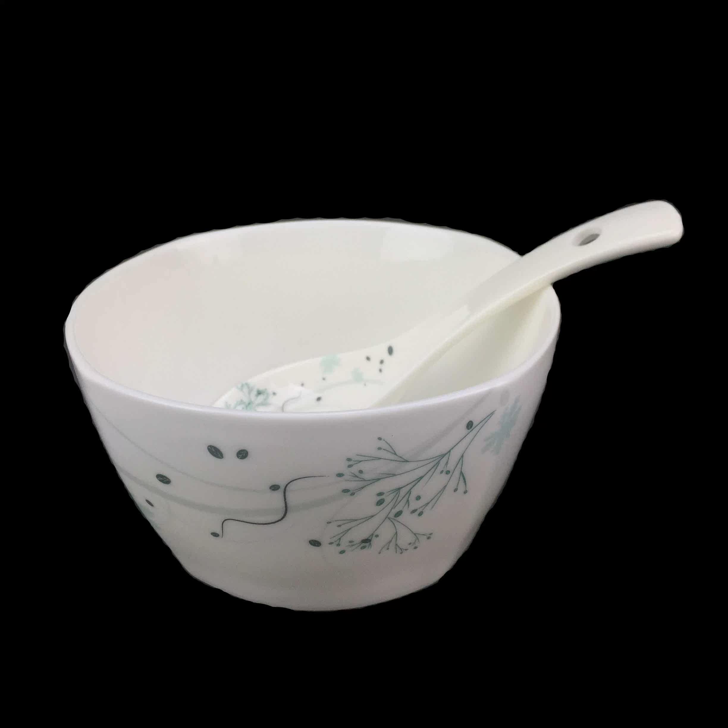 5寸日式方碗家用米饭碗小汤碗组合粥碗纯白骨瓷