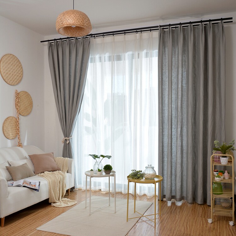 纯色亚麻窗帘布素色美式简约素雅日式极简亚麻布定制窗帘