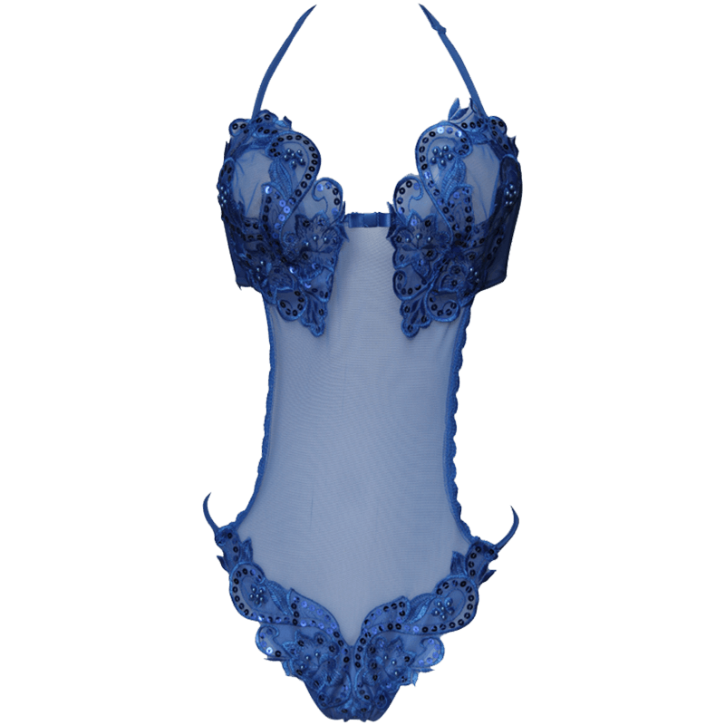 美国shirley翩翩蝴蝶结亮片性感内衣女夏薄款诱惑火辣塑身连体衣