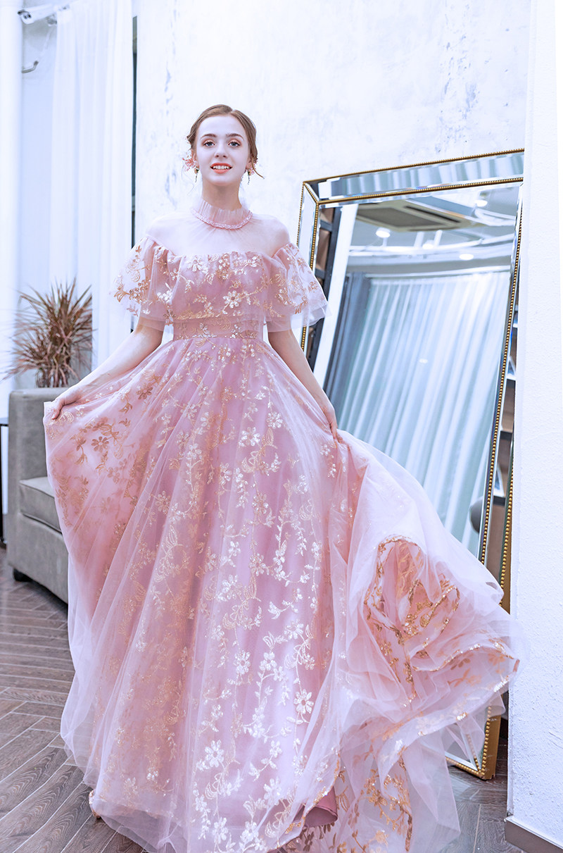 天使嫁衣 璀璨耀眼 粉色新娘结婚敬酒服晚宴年会星空婚纱晚礼服