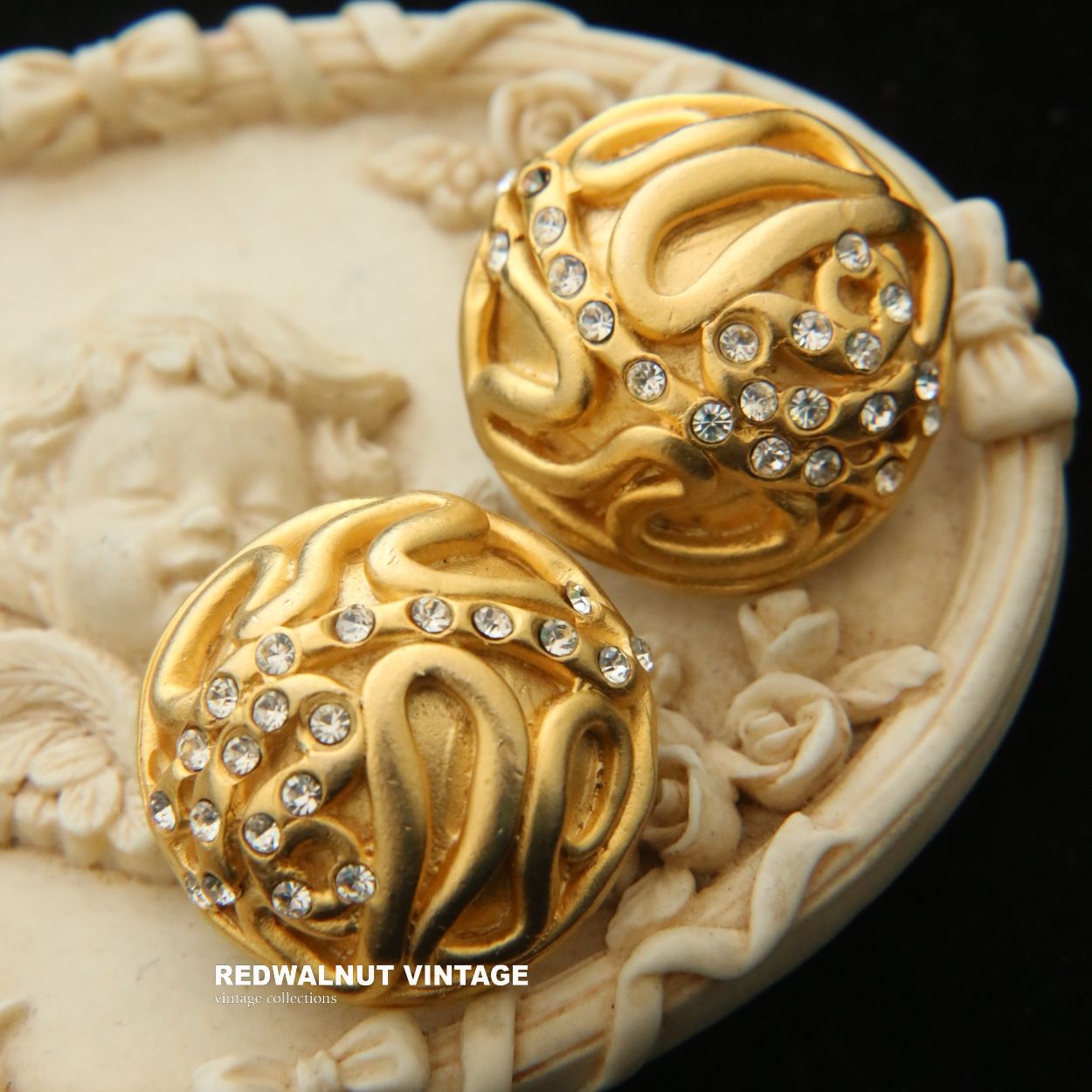 中古孤品珠宝古董西洋首饰vintage耳环金色5.12耳夹