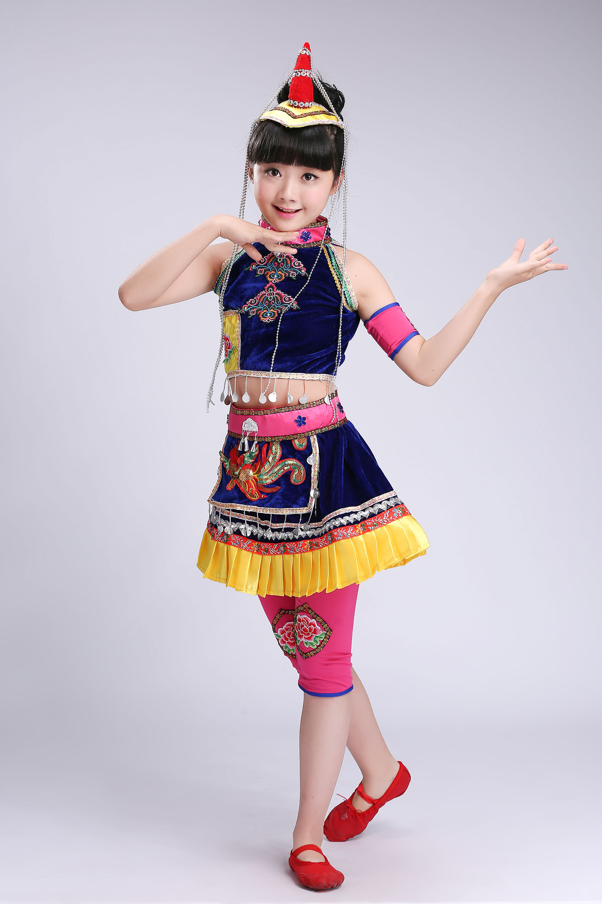 苗服装少数民族服装女广西彝族服装女新款儿童民族风夏云南演出服