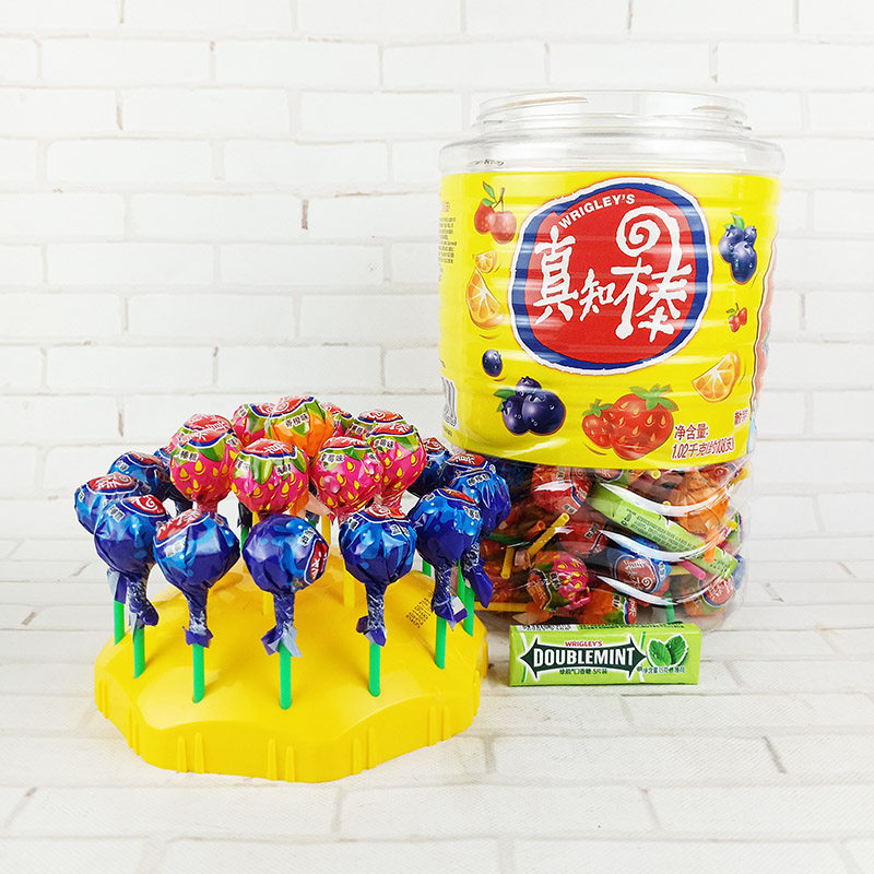 真知什锦水果果味棒棒糖桶装108支一罐六一儿童糖果