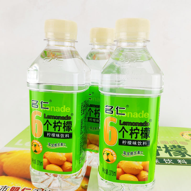维生素饮料名仁苏打水柠檬水6个柠檬375ml24瓶果味果味