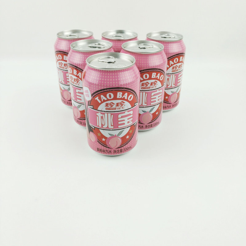 珍珍桃宝味碳酸饮料330ml*6罐 桃味8090后怀旧饮品饮料 多省包邮