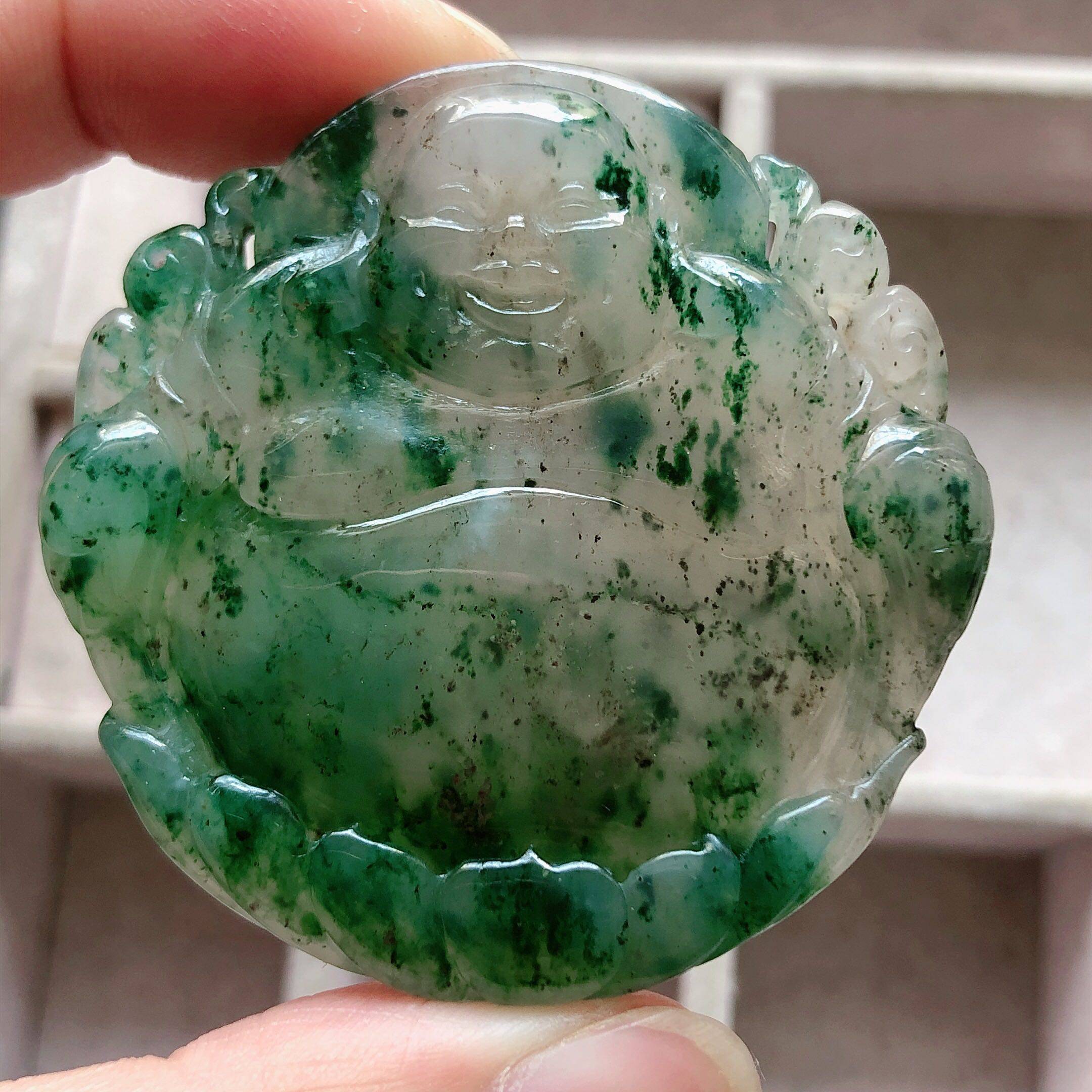 天娇玉器南阳冰绿油润独山玉佛公玉天然玉石项坠