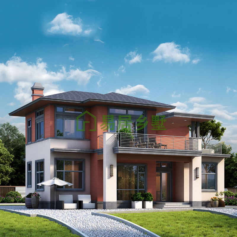 别墅设计图纸两层乡村小洋房现代风格 施工图 新农村自建房二层中式