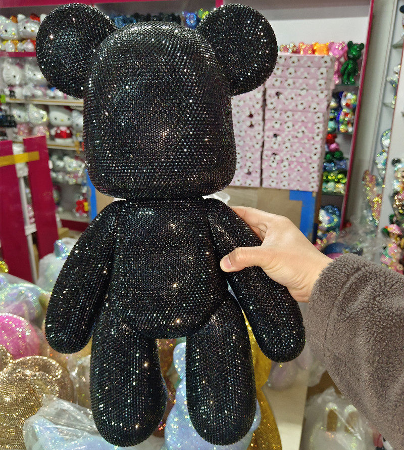 黑色底钻贴钻暴力熊玩偶摆件粘钻熊满钻抖音网红创意