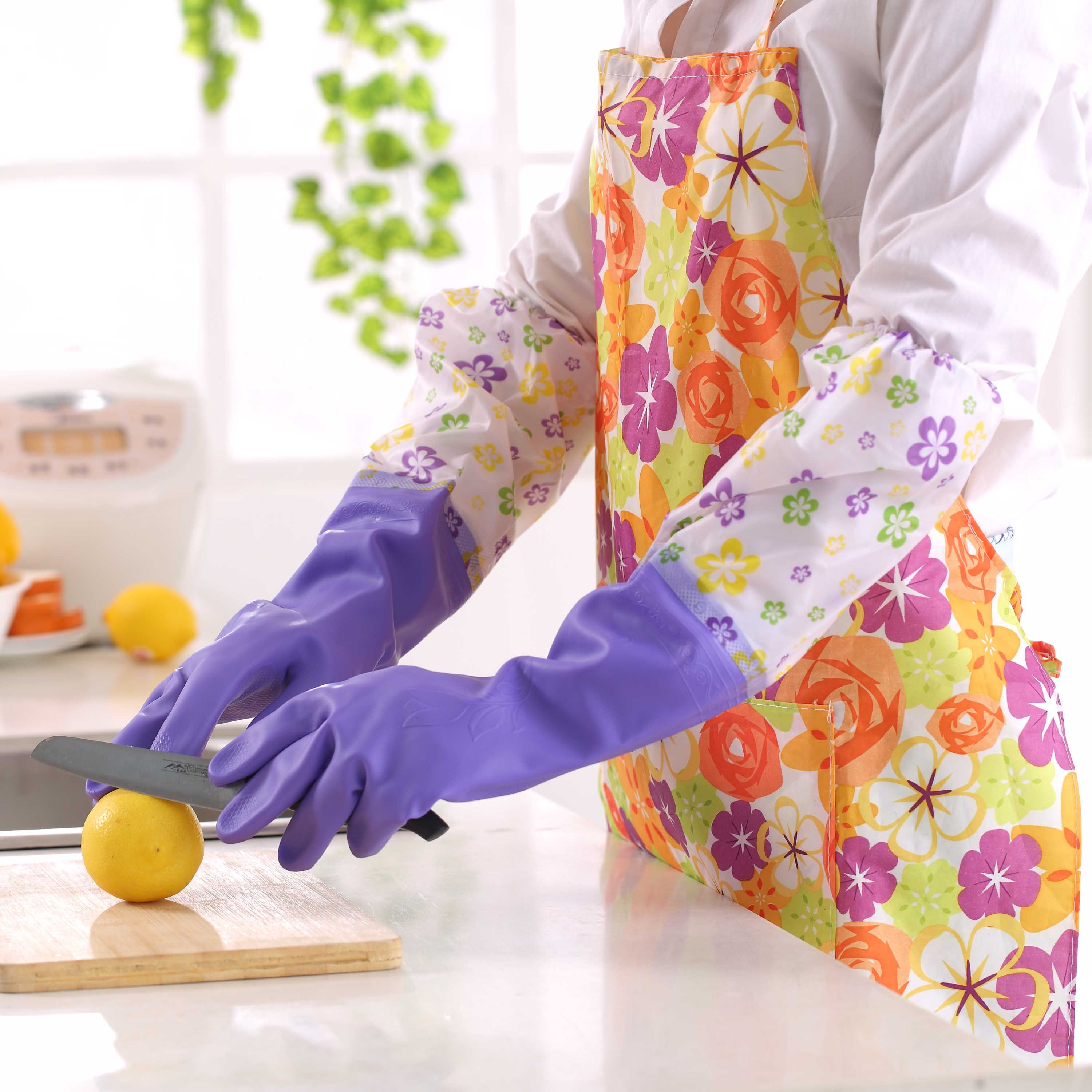 加绒洗碗手套加厚薄款橡胶洗衣服胶皮冬季女塑胶厨房乳胶家务防水