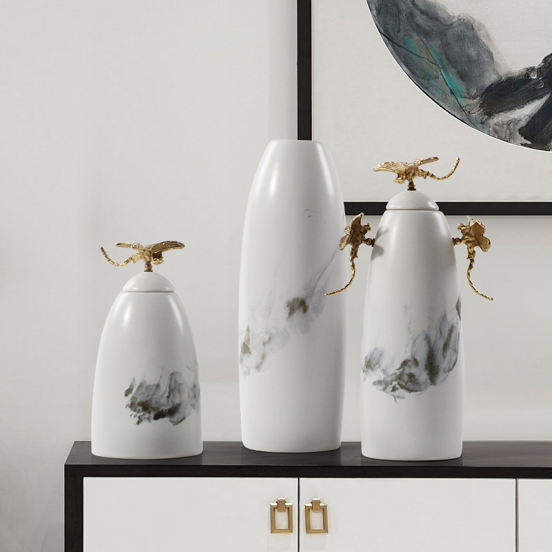 新中式玄关陶瓷花瓶装饰品酒柜艺术电视柜茶室摆件摆件