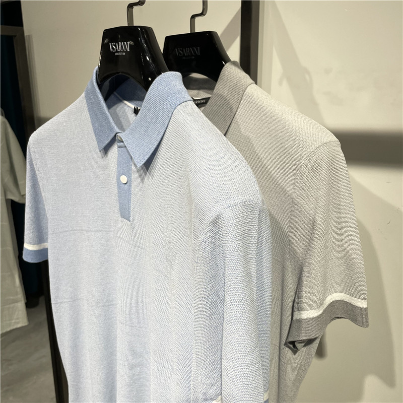 VSARNNI/华萨尼 夏季短袖 商务休闲 棉+聚酯纤维混纺 时尚男T恤衫