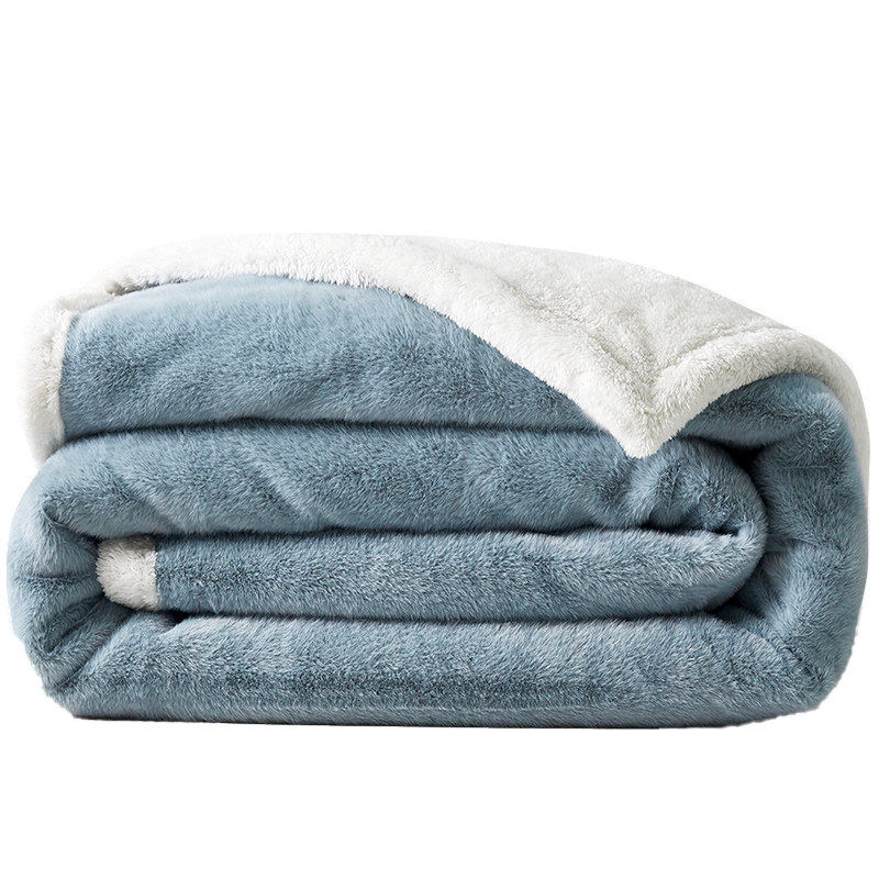 玉狐绒双层毯加厚毛毯休闲毯保暖绒毯午睡毯简约秋冬单人双人盖毯