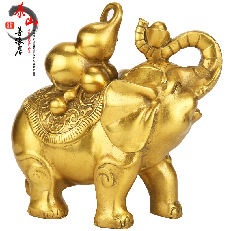大象摆件一对吸水象铜工艺品店铺客厅开业礼品摆件