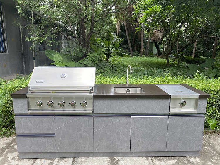 烧烤成品烤架台面石台面石英不锈钢户外庭院燃气烧烤炉