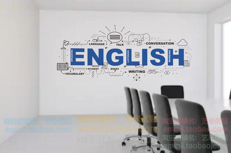 英语教室装饰墙贴 创意英语培训班在线辅导英语角办公室文化布置