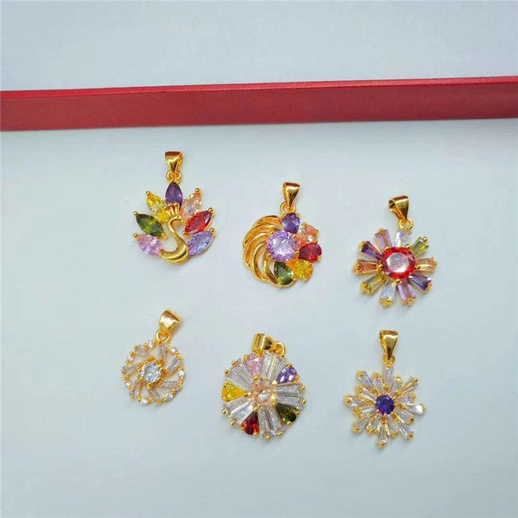 越南沙金首饰黄铜镀金饰品镶钻吊坠天鹅项坠项坠