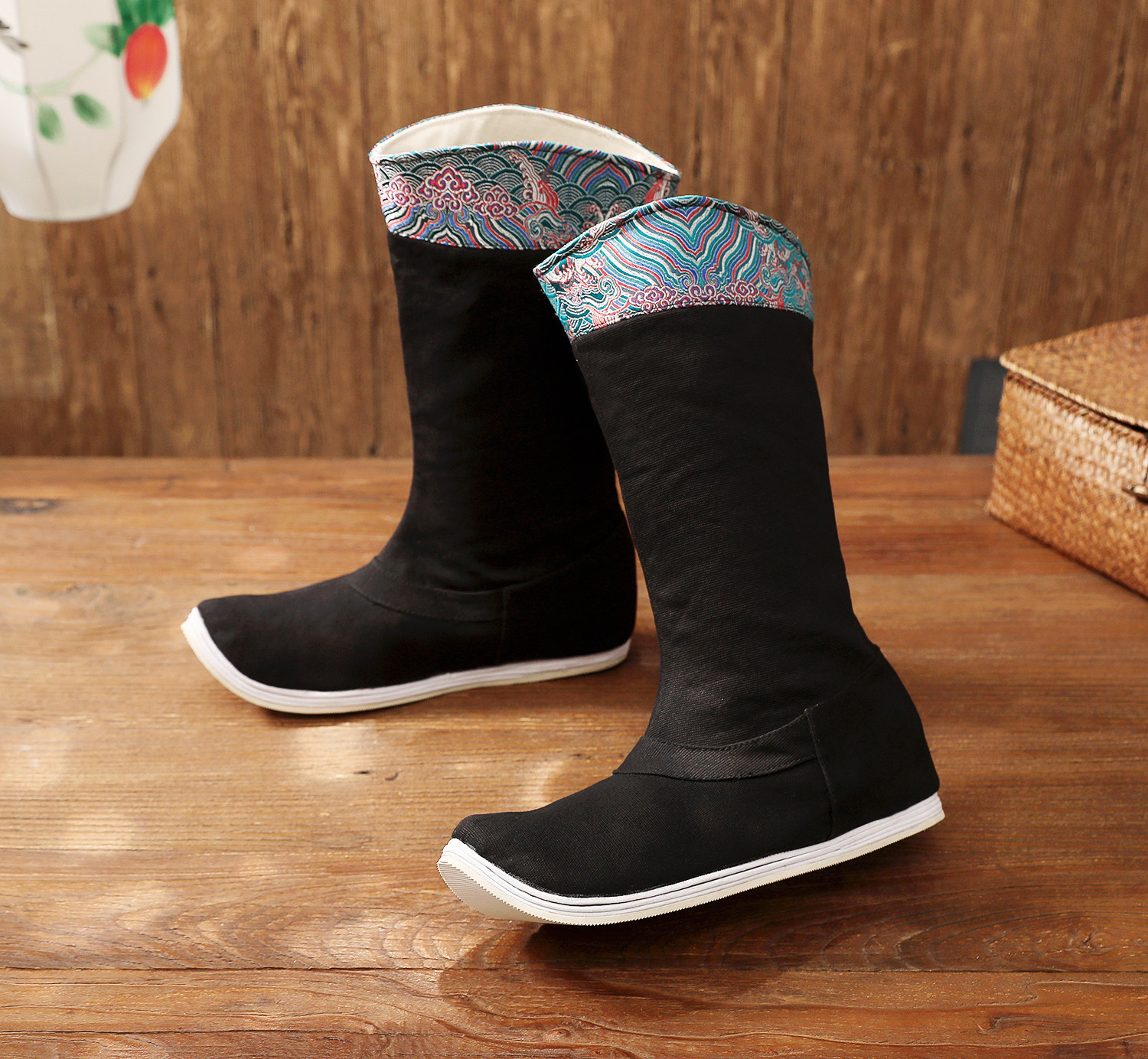 2021黑色古风皂靴汉服明制官靴武侠男靴子百搭古装单靴内增高透气