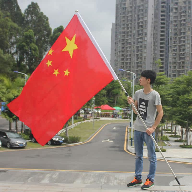 不锈钢手摇旗杆3米伸缩旗杆手摇旗杆户外摇旗杆 国旗红旗收缩杆子