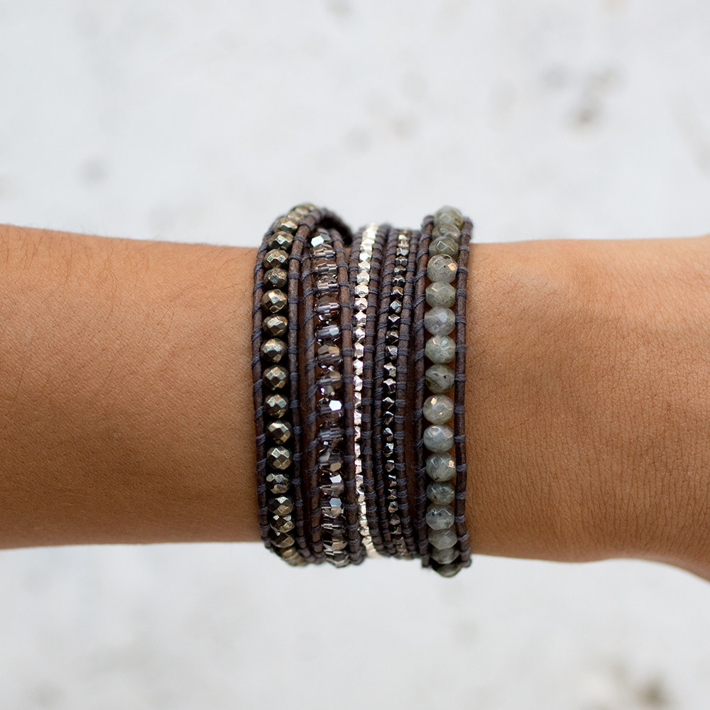 jtjacktu秋冬黄铁矿经典银珠手工五圈手链欧美手链