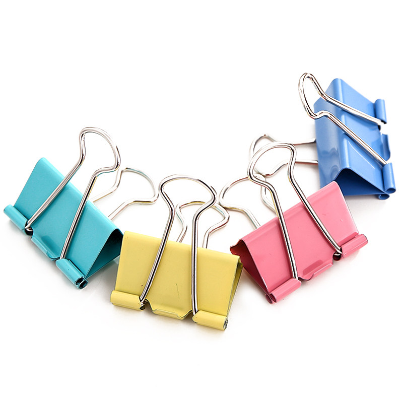 满2筒包邮 得力彩色桶装票夹长尾夹燕尾夹文件铁夹办公黑色票据夹